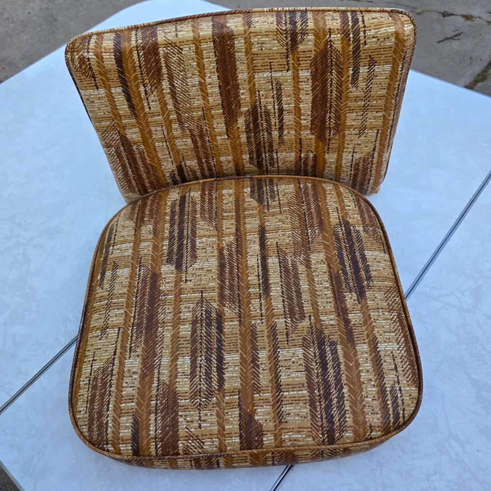 Sears Roebuck Replacement Dinette Chair Seat Back Brown MCM Vinyl Feather Arrow